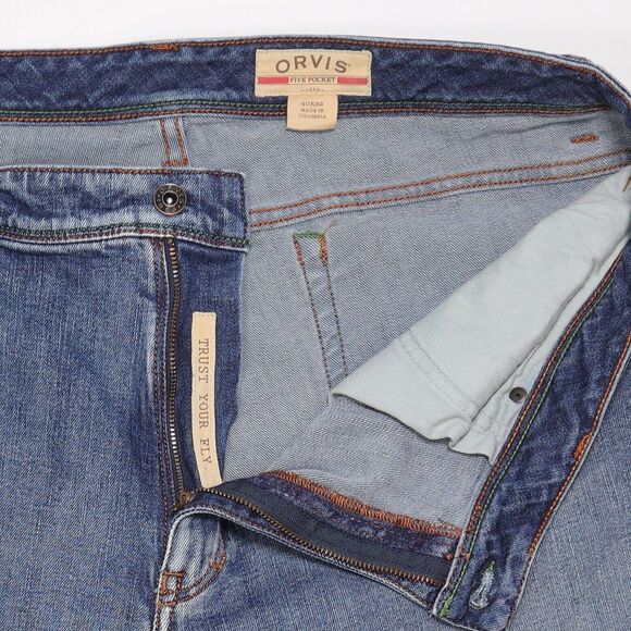 Orvis 5 Pocket Jeans 2XM2 Trust Your Fly Royal Wulff Flex Denim Mens 40 x 28.5 - Picture 5 of 10